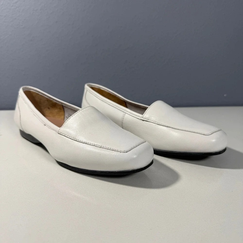 Array White Leather Women's Loafers